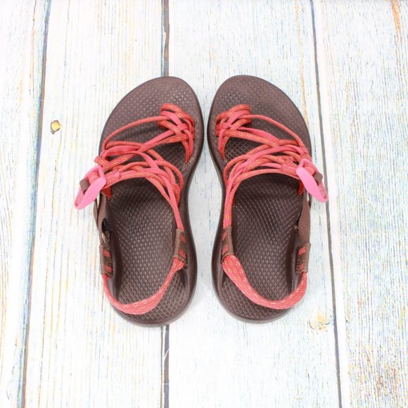 Chaco Red Nylon Hook & Loop Adjustable Strappy Water Athletic Sandals Size 6 - Picture 7 of 9